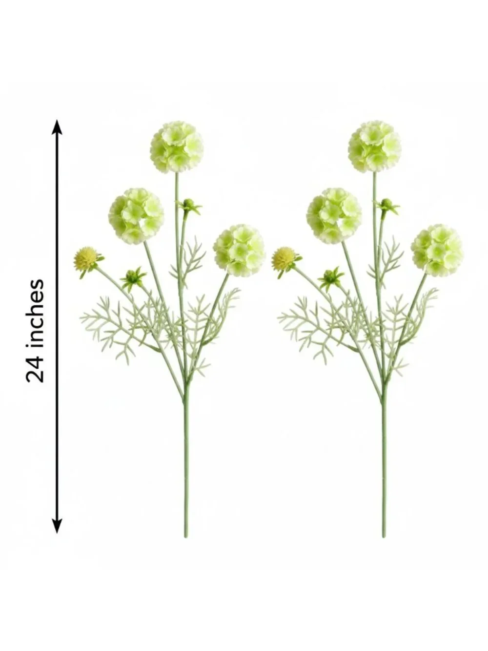 Scabiosa Flower Stems Green White Artificial Floral Filler